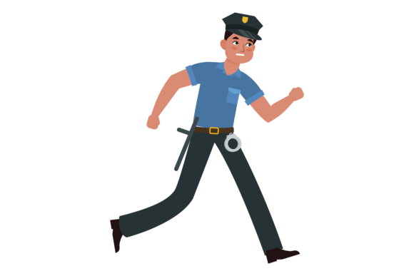 American Police Officer Running. Profess: Dynamic Motion in Design