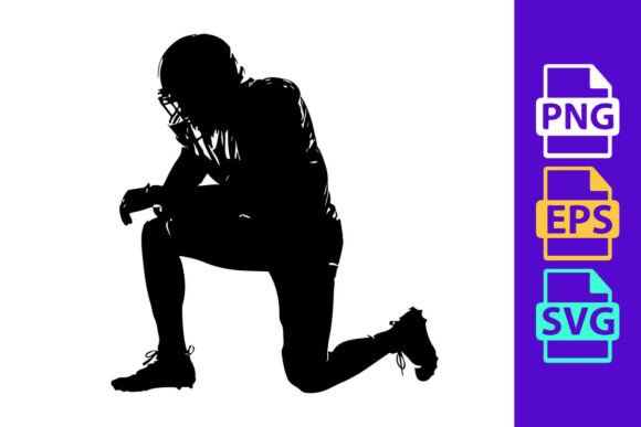 Athletic Motion: The American Football Player in a Kneeling P Vector