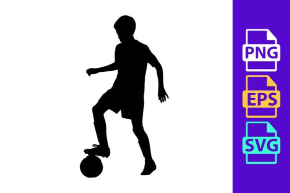 Capture Dynamic Motion: The Silhouette of a Soccer Player Skillfully Clipart
