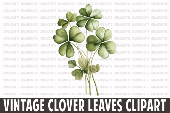 Crafting Irish Charm with Vintage Clover Leaves Clipart PNG