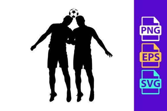 Dynamic Motion: Two Soccer Players in Silhouette Heading