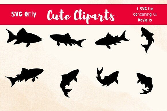 Dynamic Shark Silhouettes: A Versatile Vector Set