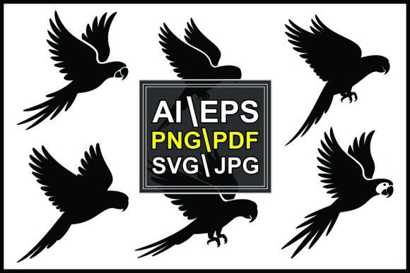 Parrots Flying in Directions Silhouette: A Dynamic Design Asset