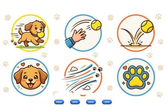 Playful Dog Tennis Clipart Set: Your Go-To Design Asset