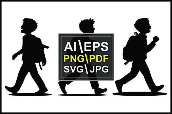 Silhouette Children Walking Backpacks Bo: Capturing Movement