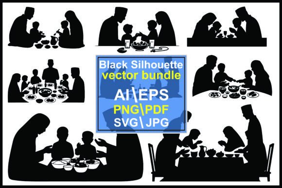 Silhouettes of People Eating with Family: A Designer's Asset