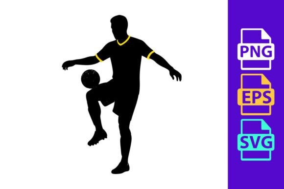 Soccer Player Kicking Ball in Mid Action: Dynamic Design Asset