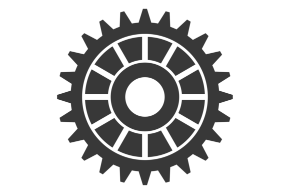 The Versatile Gear Icon: Black Silhouette Cogwheel in Motion